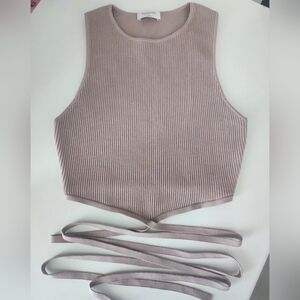 Aritzia Babaton Baker Sculpt Knit Tank Dusty Rose Color Women's L Balletcore Tie